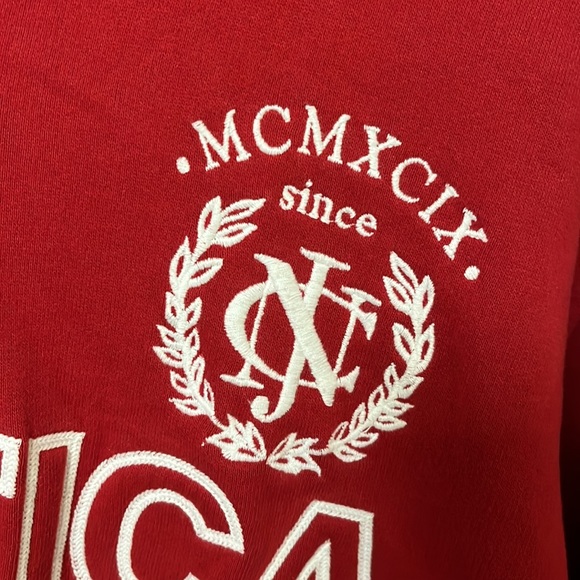 Vintage Nautica Jeans Co Fleece lined Hoodie Red Sweatshirt Zip up Jacket - Picture 5 of 9